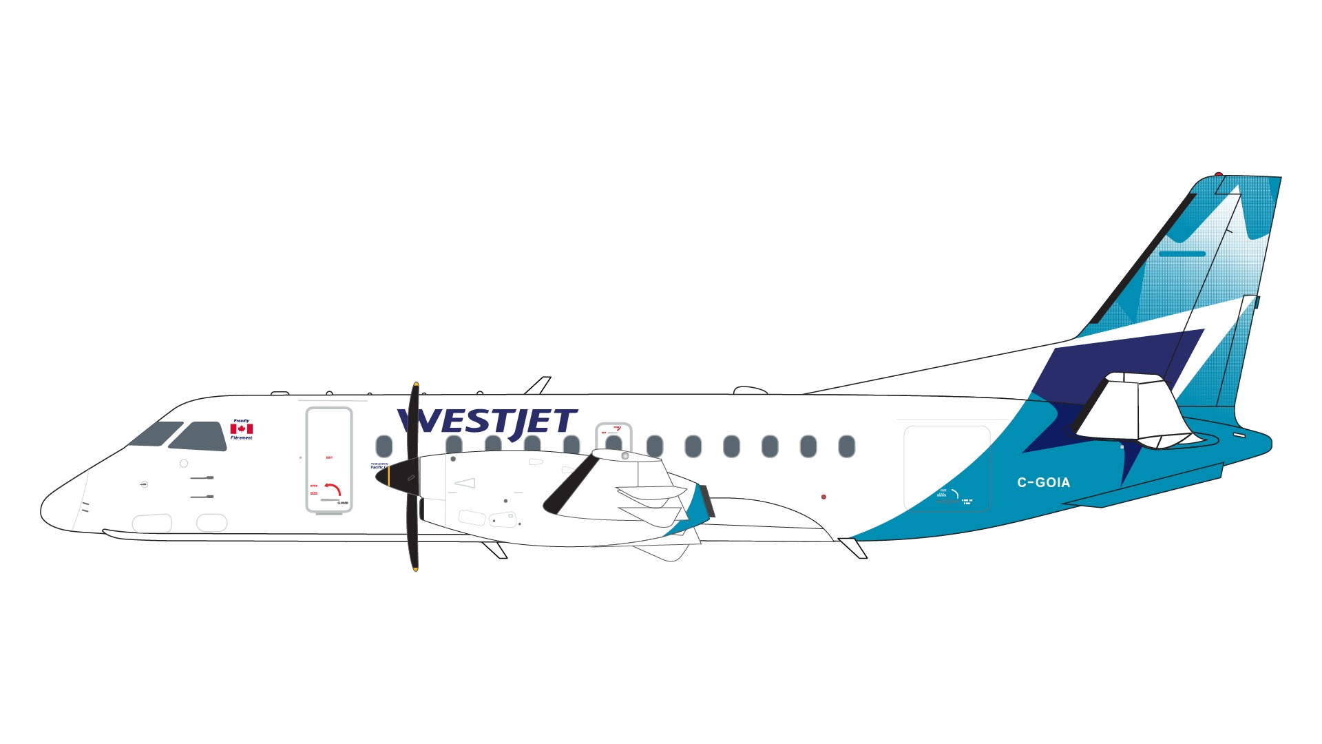 G2WJA1245 GEMINI 200 WestJet Airlines / ウエストジェット Saab340B