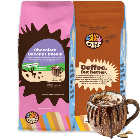 Decaf Chocolate Coconut Dream Flavored Ground Coffee – Crazy Cups
