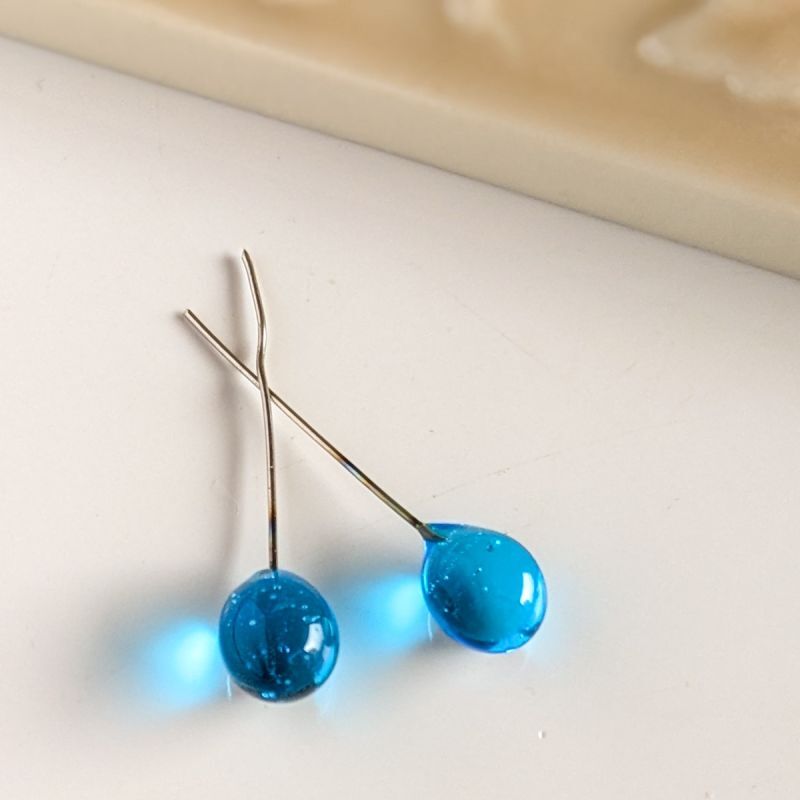 ベネチアンガラス しずく ミディアムブルー クラフト Ansan