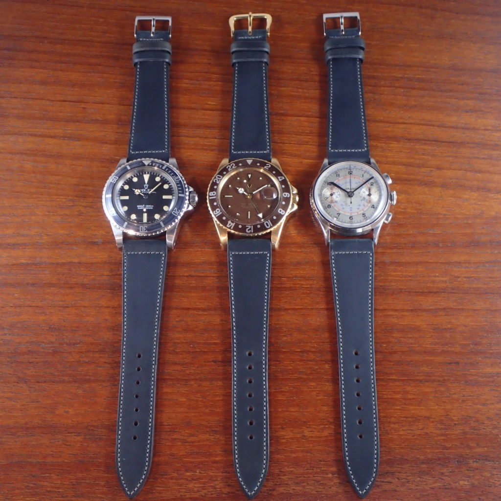 ホーウィン クロムエクセル革ベルト ネイビー 16、17、18、19、20mm