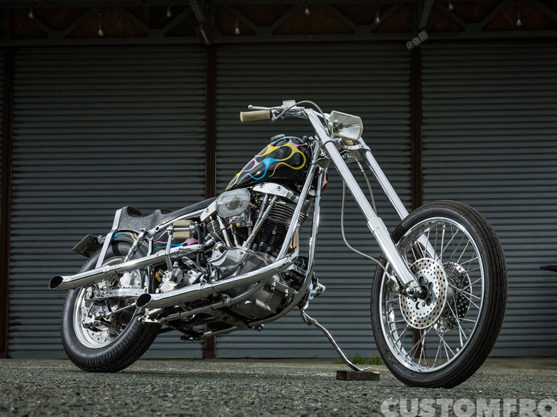 LOCAL CYCLESのエイティーズチョッパーのロングフォークショベルヘッド