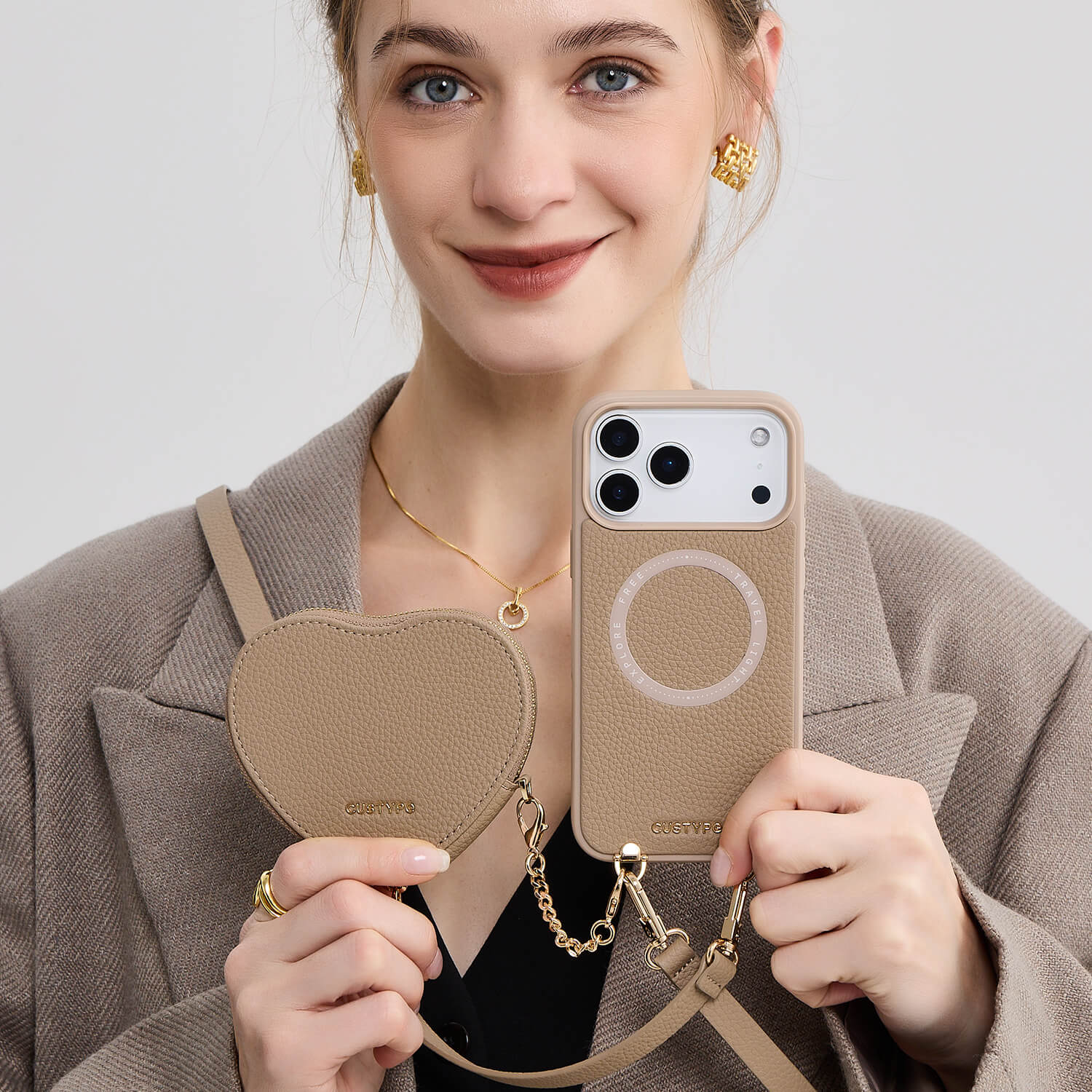 ハートデザインキット - 取り外し可能なワイヤレス充電クロスボディ