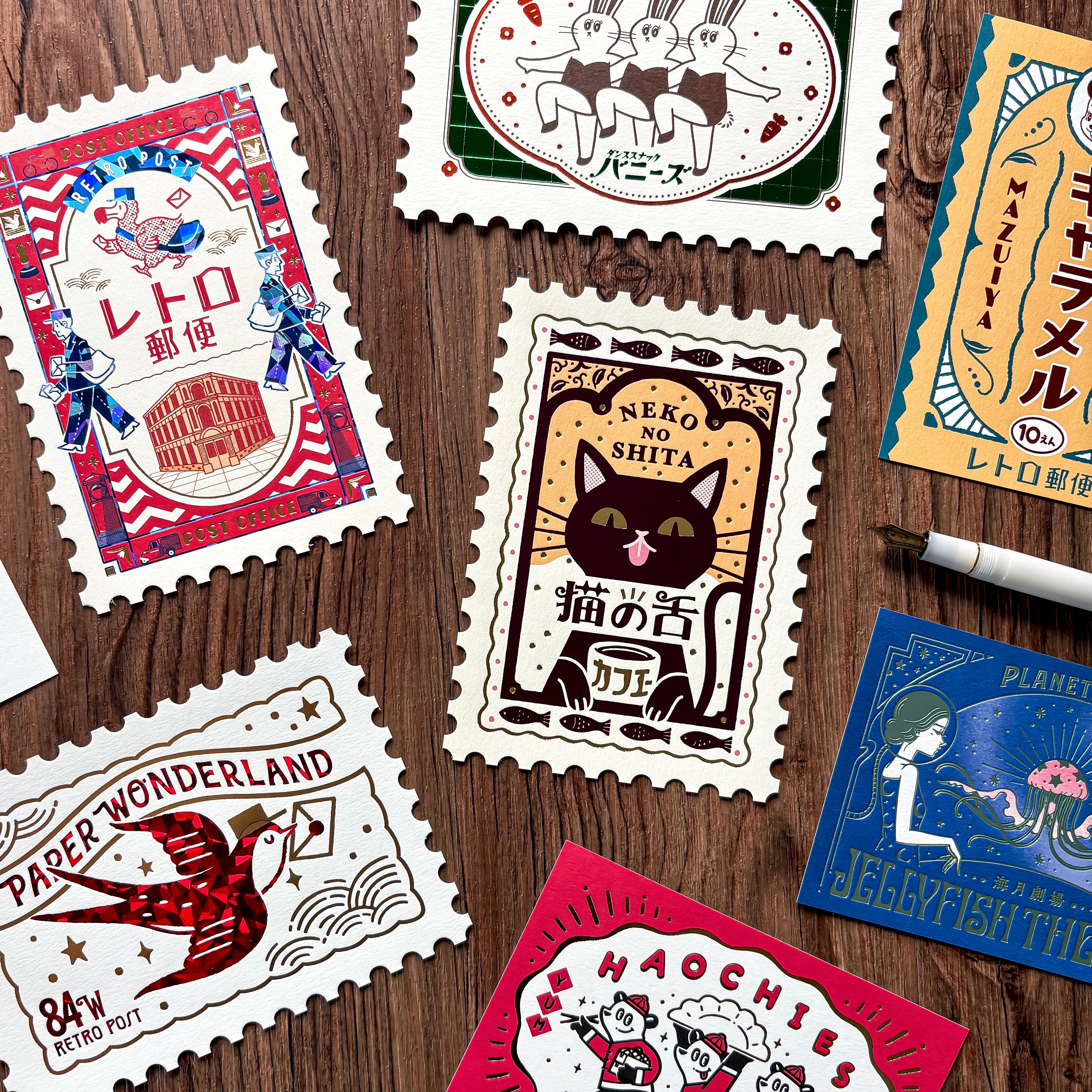 オビワン（Obi1）/ 箔押しポストカード「レトロ郵便」 – Cute Things