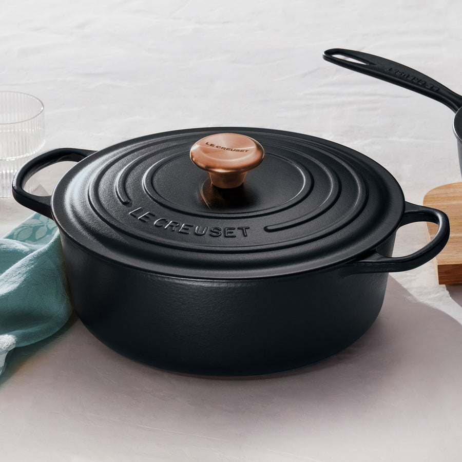 Le Creuset Black Licorice with Copper Knob Wide Dutch Oven - 6.75