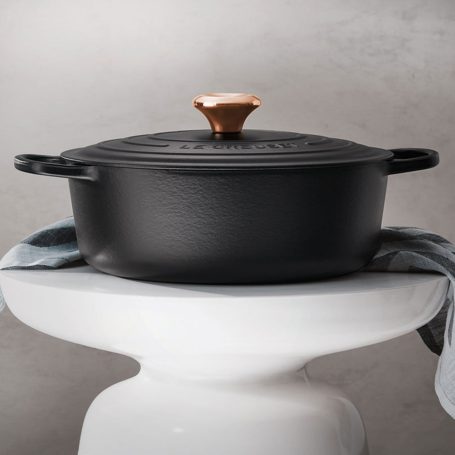 Le Creuset Black Licorice with Copper Knob Wide Dutch Oven - 6.75