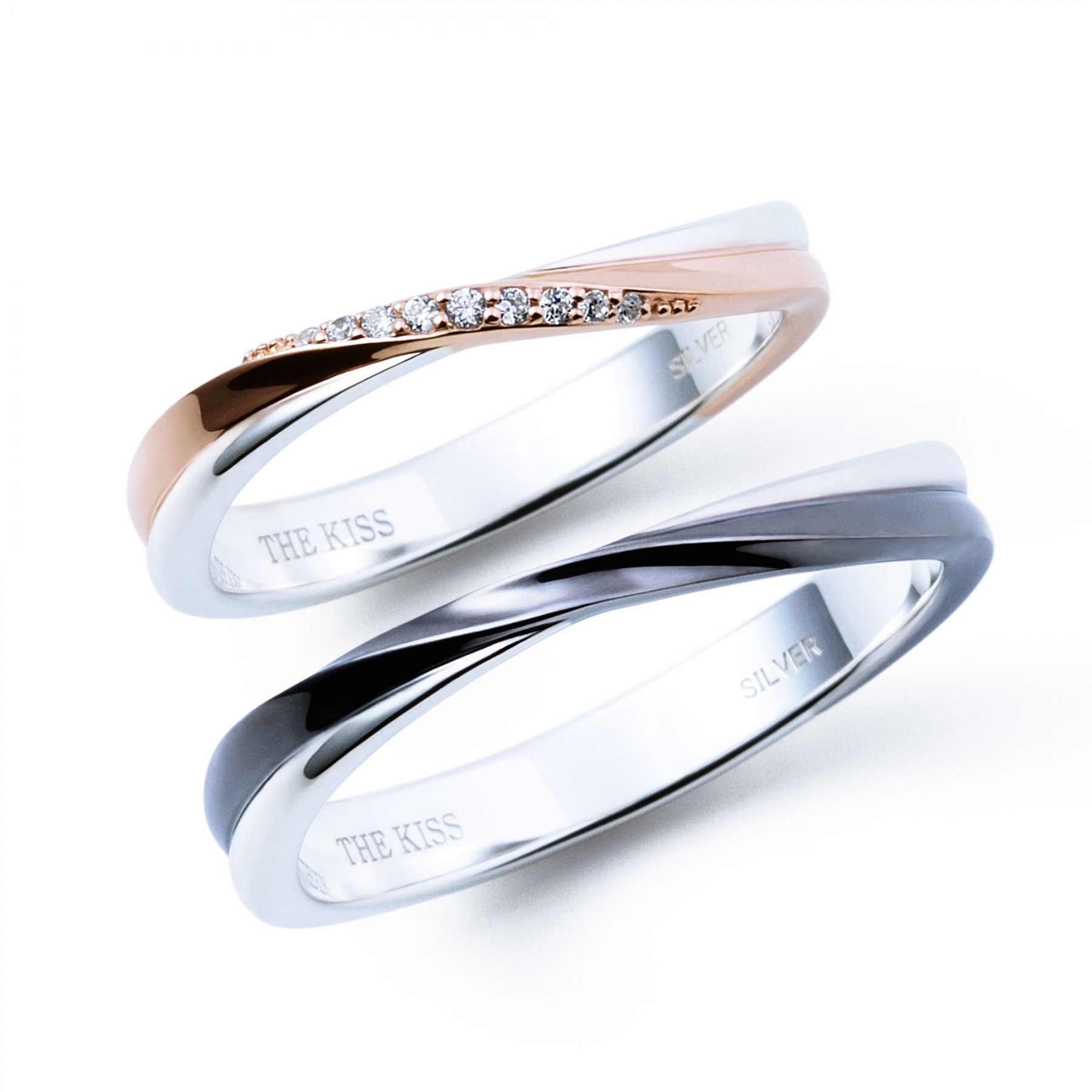 シルバー ペア リング 2025-02RPI-CZ-BK｜THE KISS（ザ・キッス）公式通販