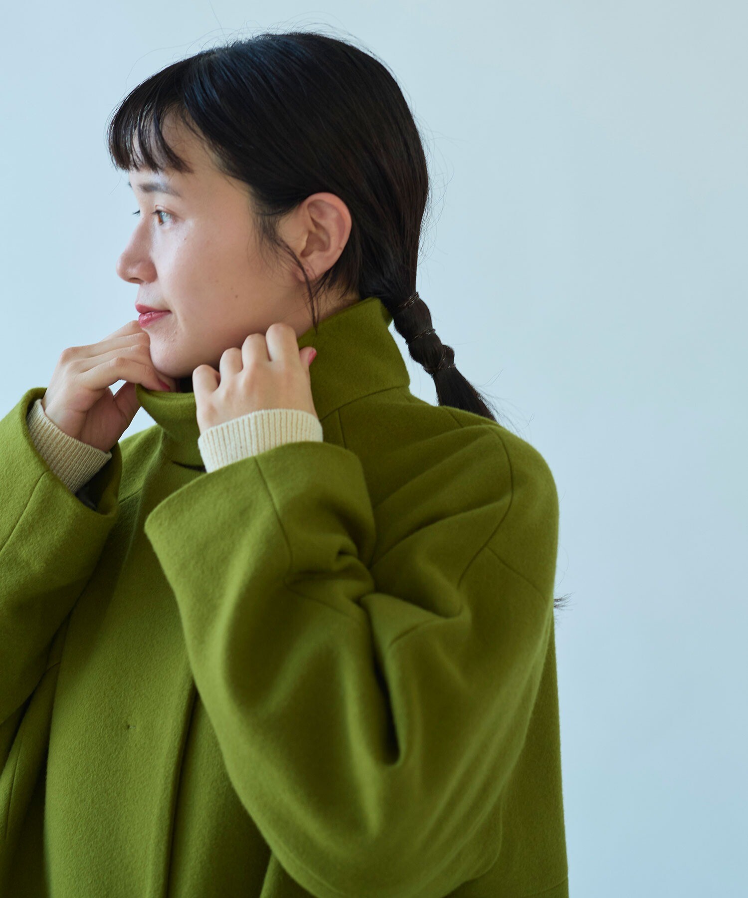 AMBIDEX Store ウールスーパー100 スリットカラー コクーンコート(F