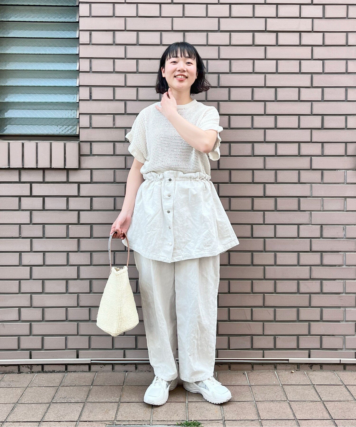 AMBIDEX Store △コットンリネンデニム バックゴムパンツ(M シロ): yuni