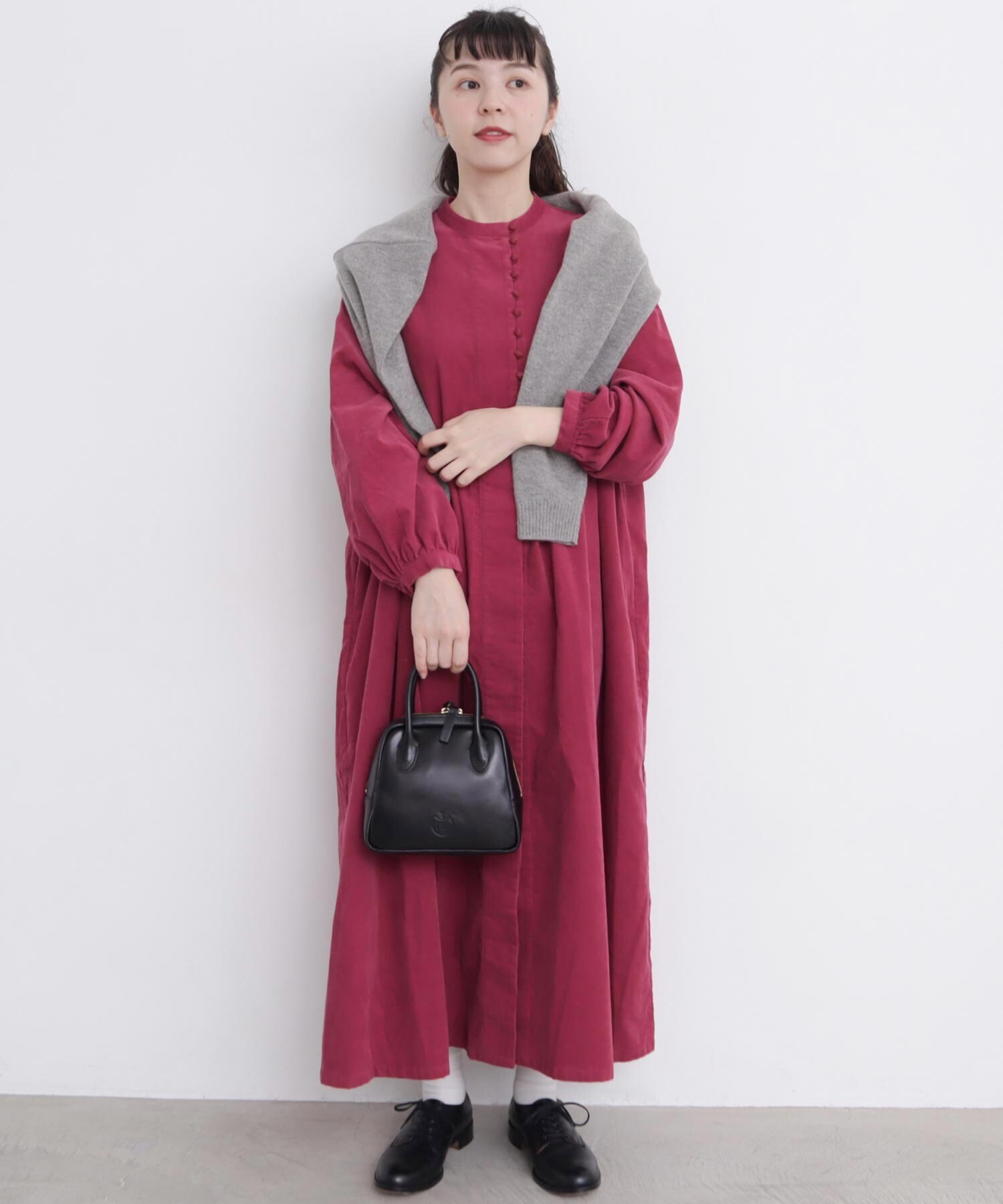 AMBIDEX Store 〇シャツコール ころころボタンワンピース(F クロ): l