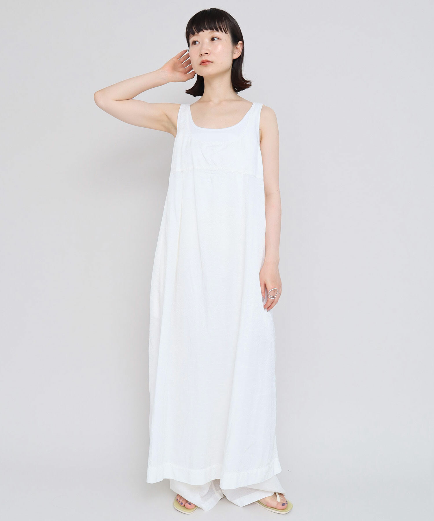 AMBIDEX Store 〇キュプラコットンツイル桐生シワ ロングワンピース(F