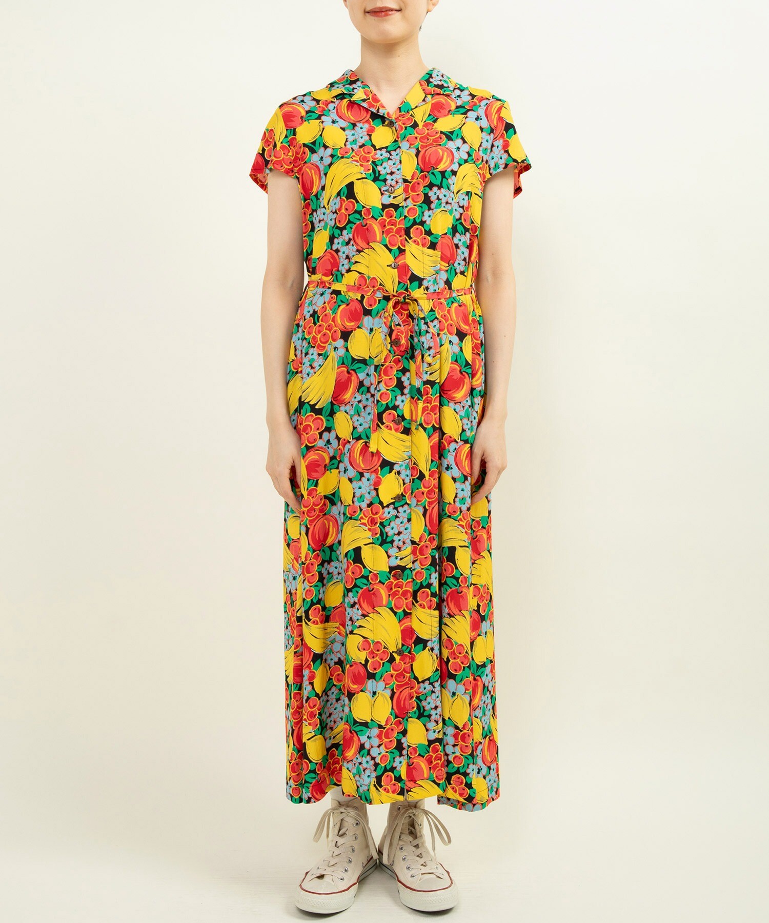 フルーツ柄 レーヨンエットワンピース