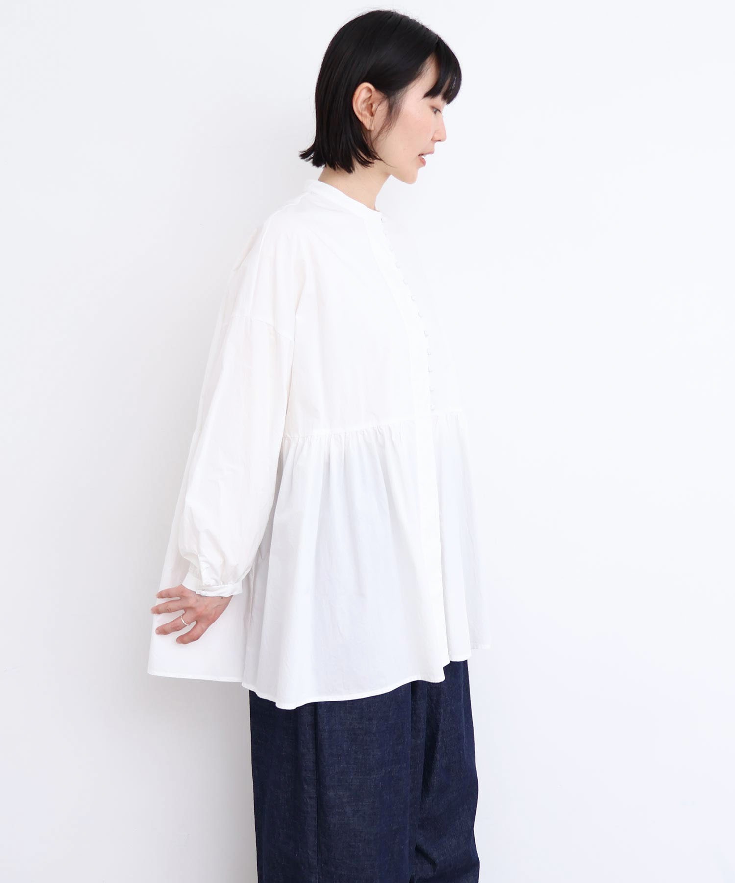 AMBIDEX Store 〇タイプライターころころボタン ブラウス (F シロ): l