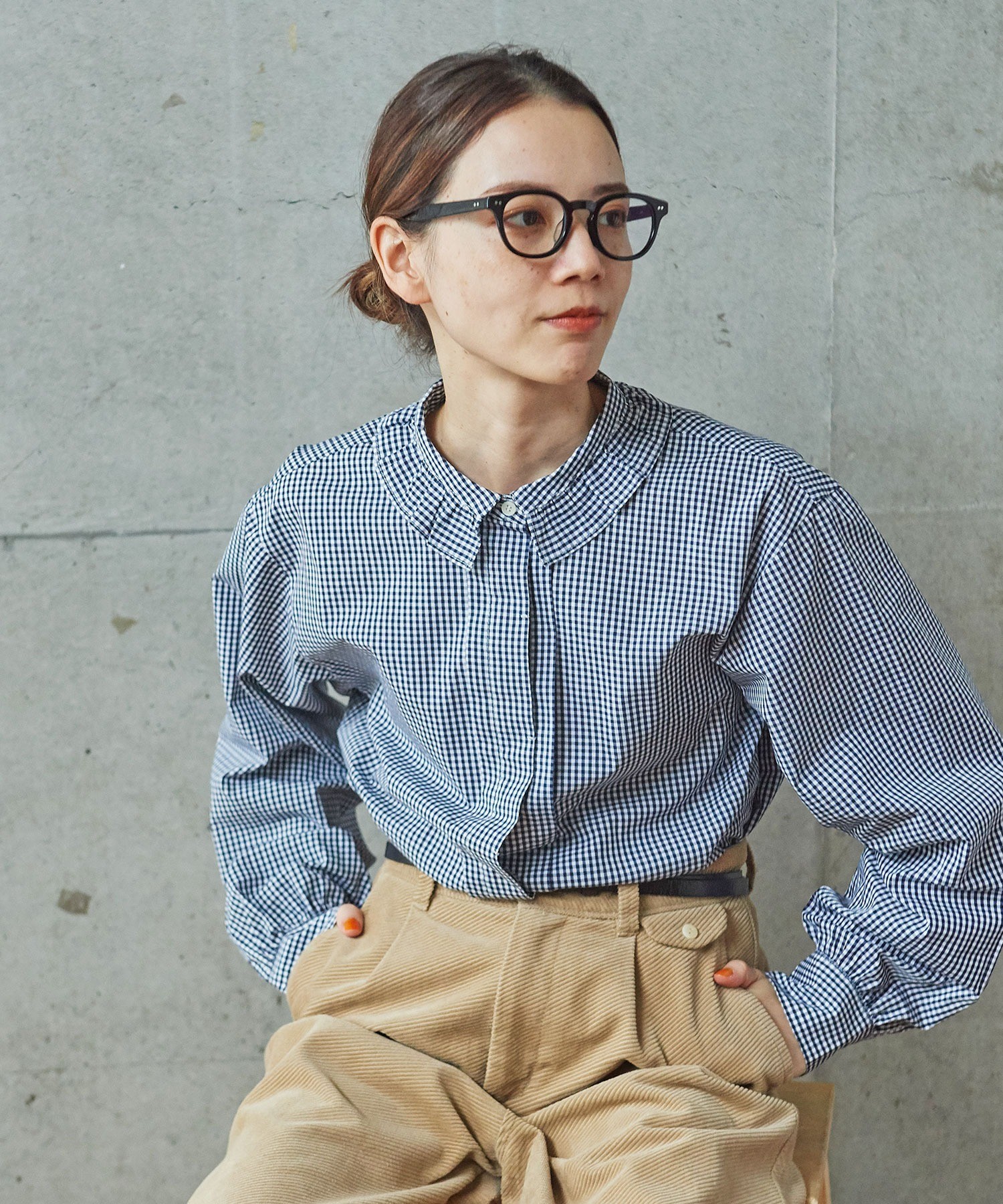 AMBIDEX Store △〇グランジウォッシュ 衿先フリルタックブラウス(F