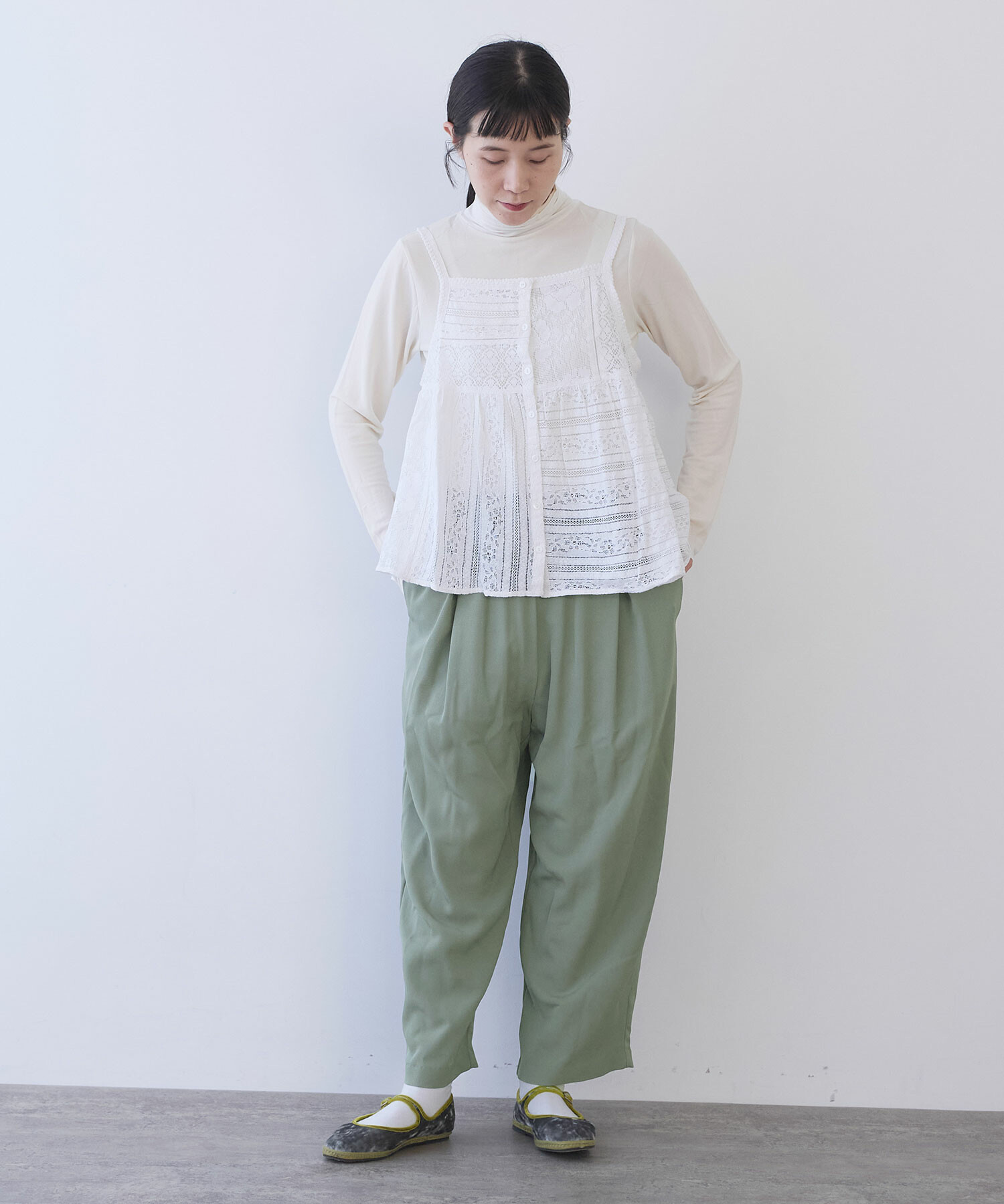 AMBIDEX Store ○indiaパッチワークレース キャミビスチェ(F シロ): yuni