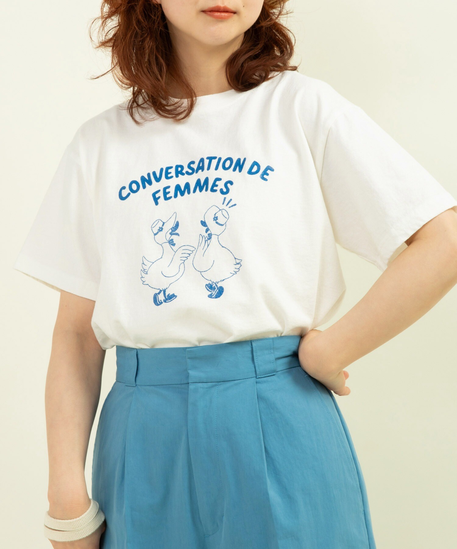 AMBIDEX Store ○アヒルの会議プリント ミニTシャツ(F イエロー