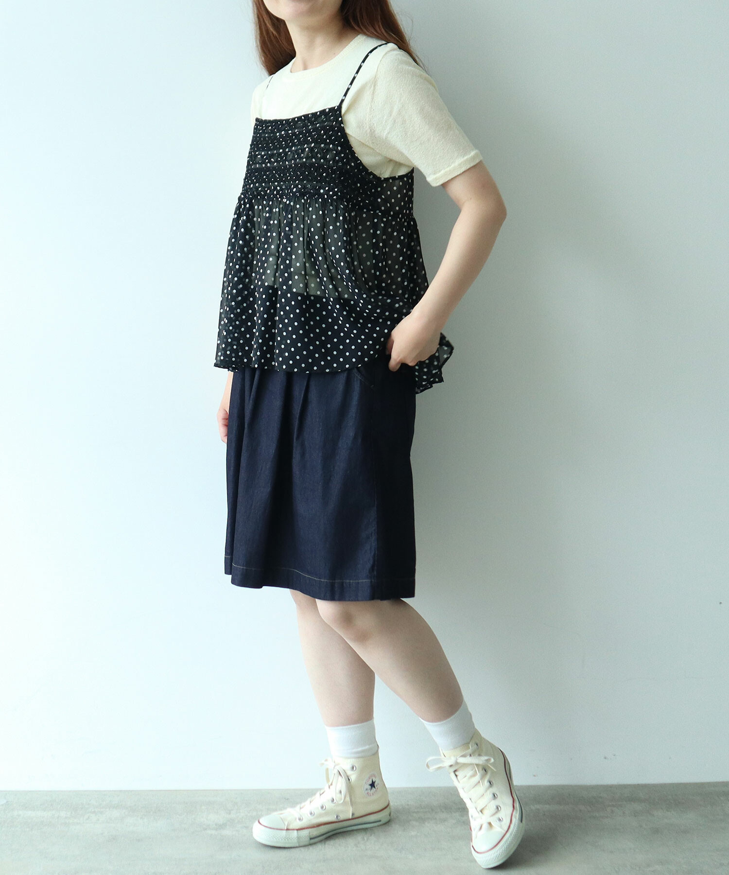 AMBIDEX Store 〇 ドット刺繍 キャミソール(F クロ): bulle de savon