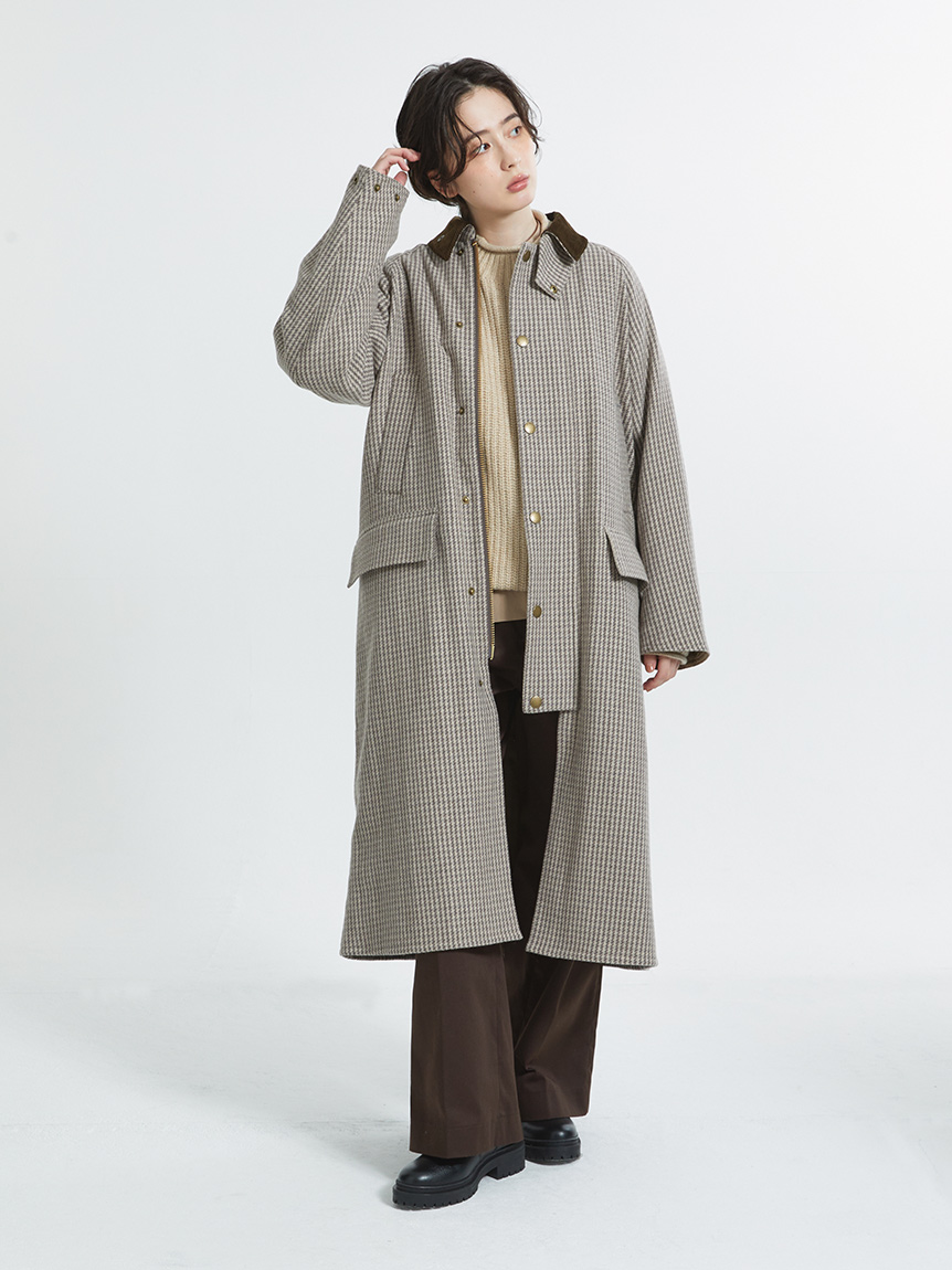 SNOWDON / スノードン】ウール チェック ロング コート 