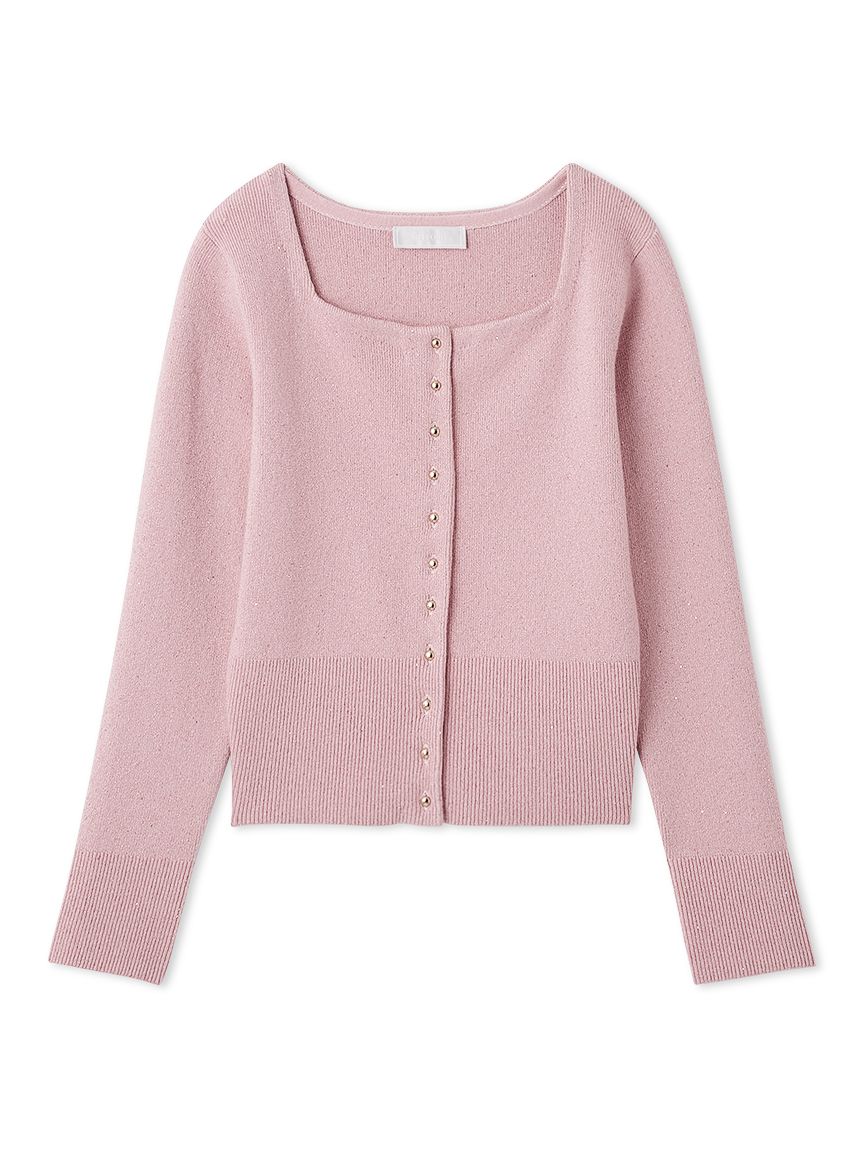 スクエアネックラメニットカーディガン(ニットプルオーバー)｜TOPS