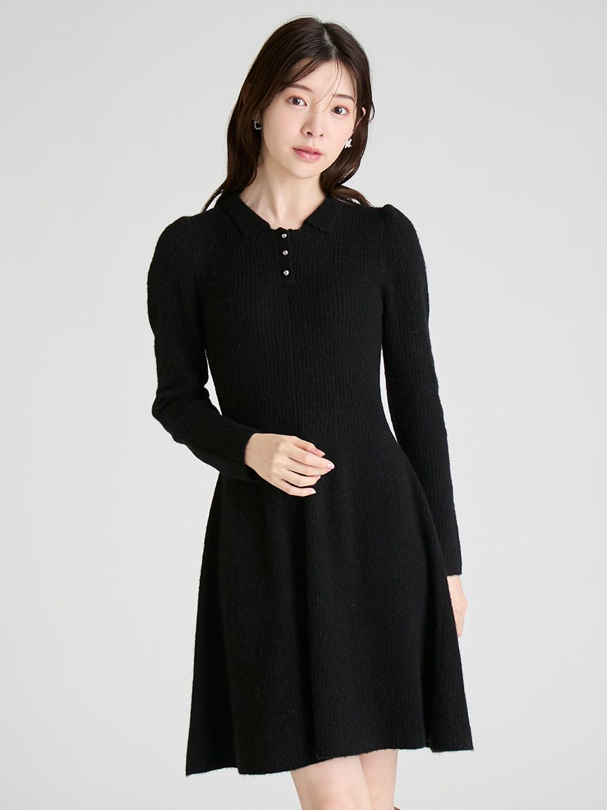 襟付きミニニットワンピース(デイリーワンピース)｜DRESS（ドレス