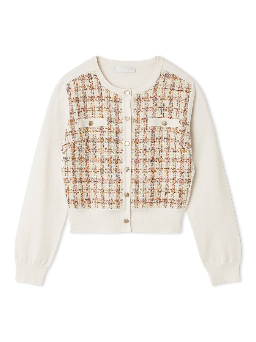 ツィードドッキングニットカーディガン(カーディガン)｜TOPS（トップス