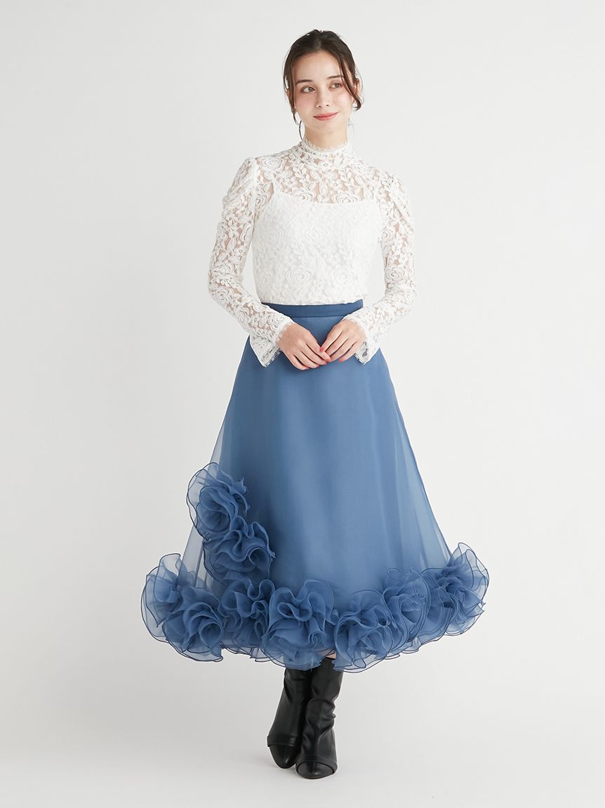 YUMI KATSURA for CELFORD】ローズシアーフレアスカート(SKIRT