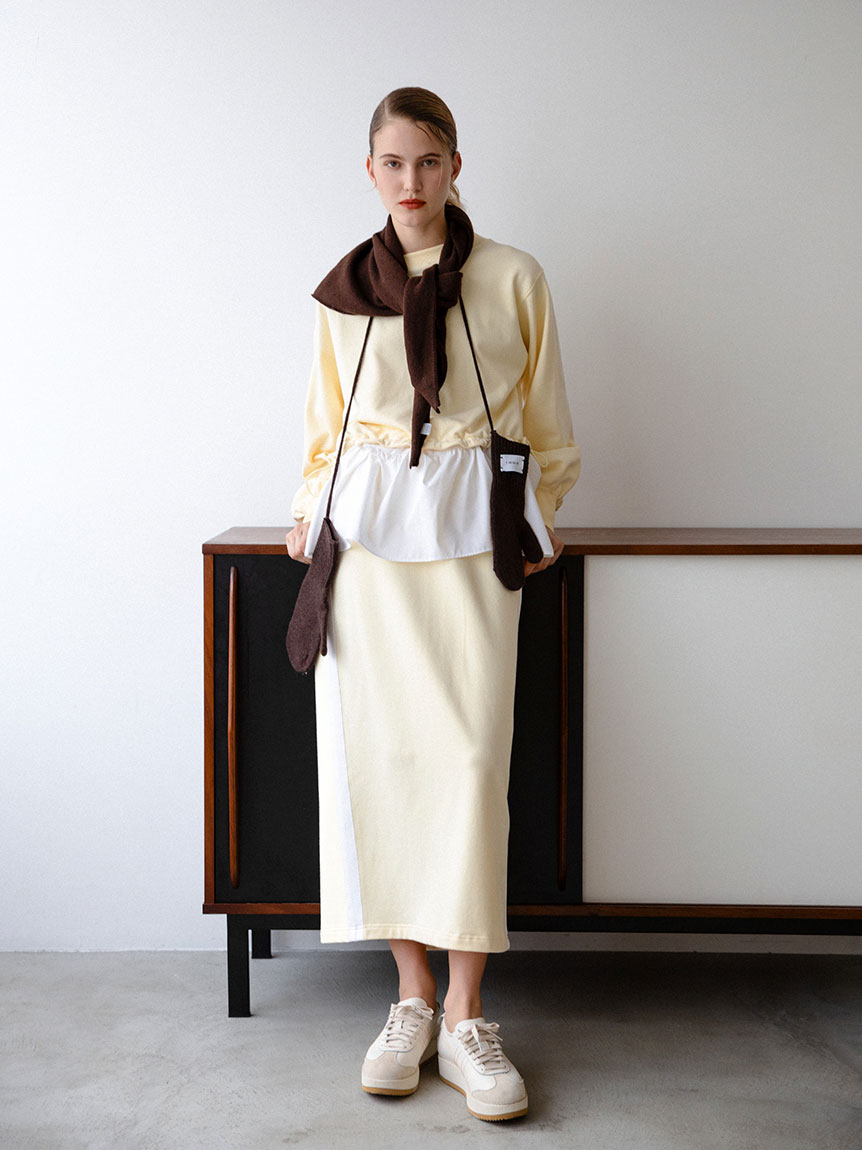 布帛ドッキング裏毛セットアップ(トップス＆ボトムセット)｜ワンピース