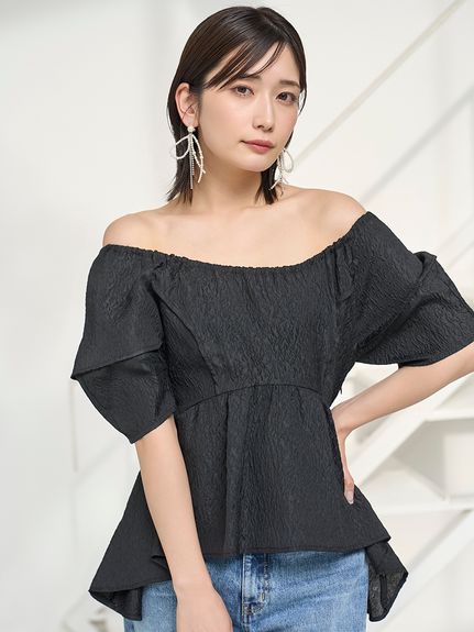 新品タグ付き】フレイアイディー オフショルペプラムチュニック完売