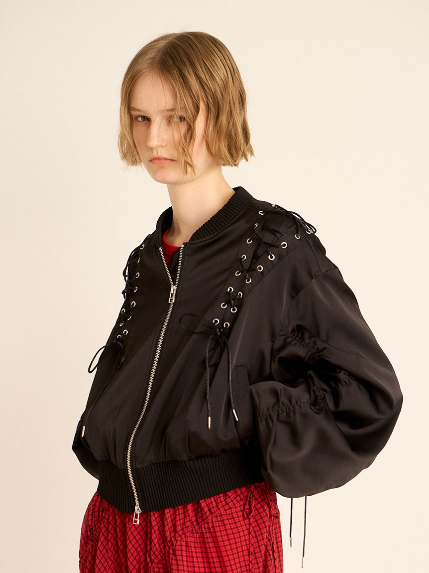 レースアップサテンブルゾン(ジャケット)｜アウター｜FURFUR（ファー