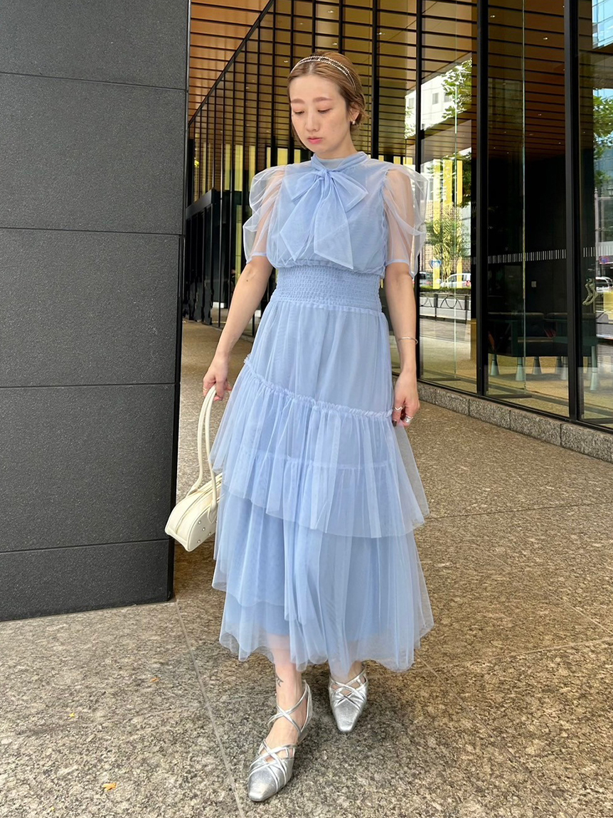 ハーフスリーブチュールドレス(ロングワンピース)｜ワンピース｜FURFUR