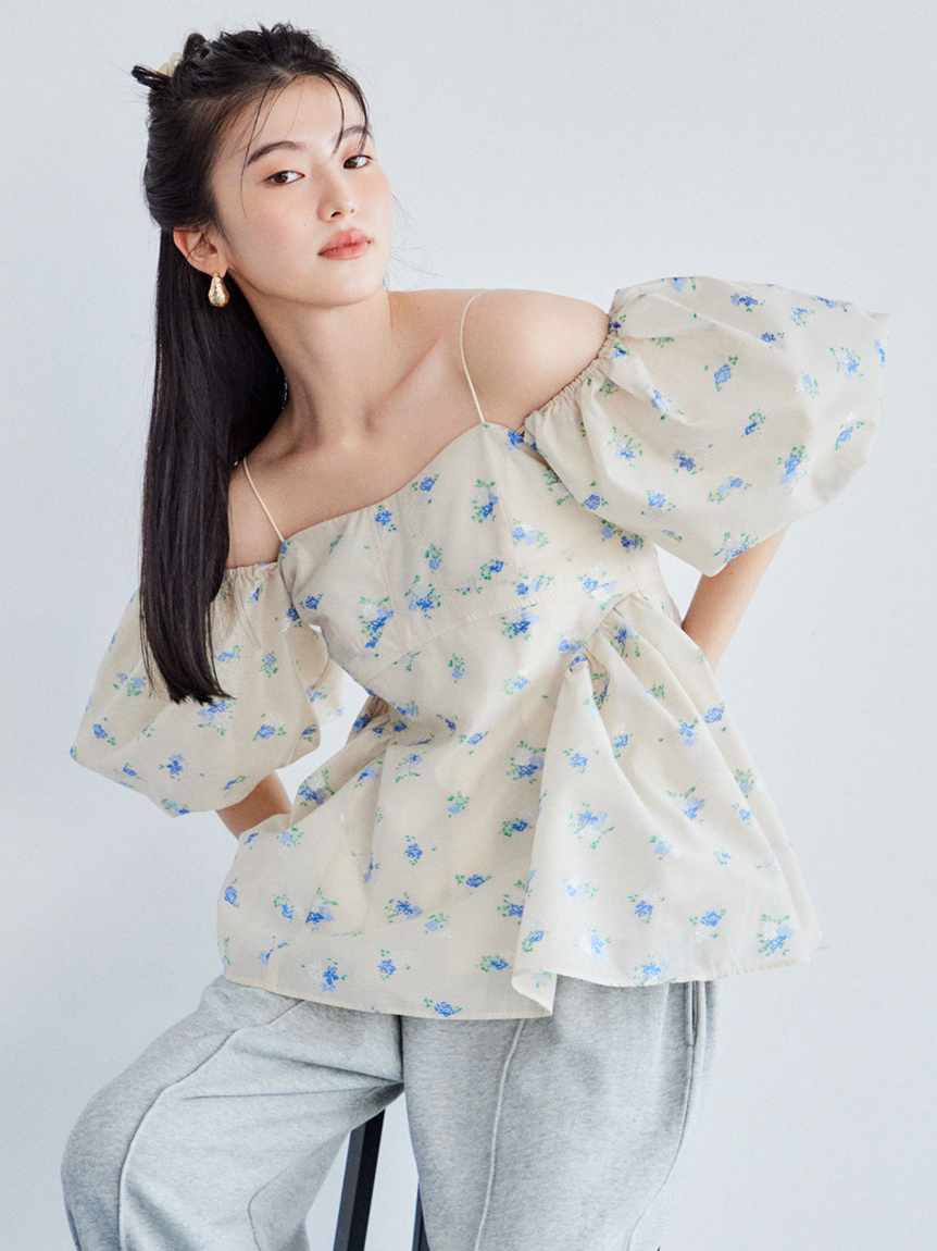 WEB限定カラー】3wayシアージャガードペプラムブラウス(ビスチェ