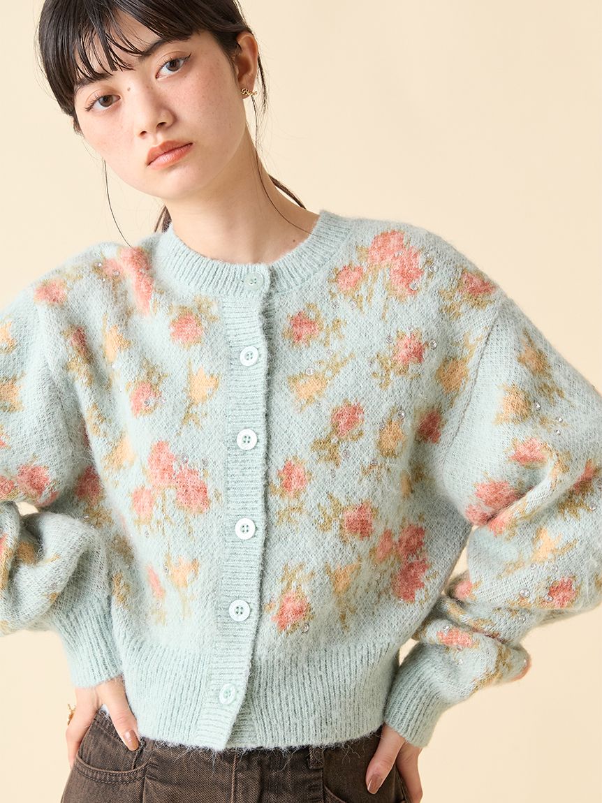 LILY BROWN ×ANNA SUI】ジャガードビジューニットカーディガン