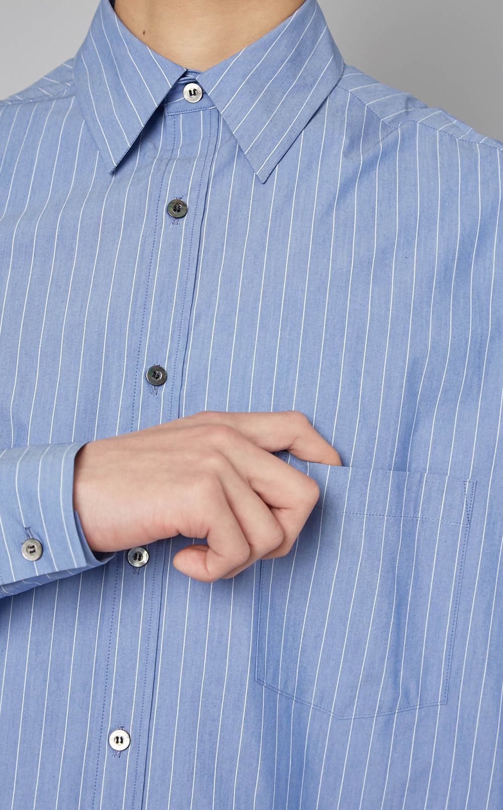 UJOH｜フルオープンストライプシャツ