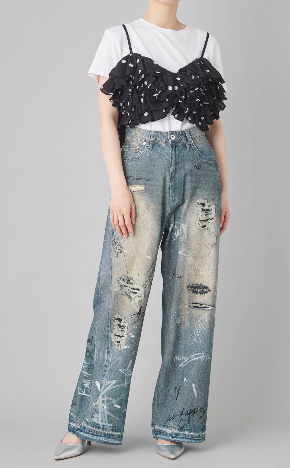 crinkle crinkle crinkle｜ドットプリントフリルキャミソール