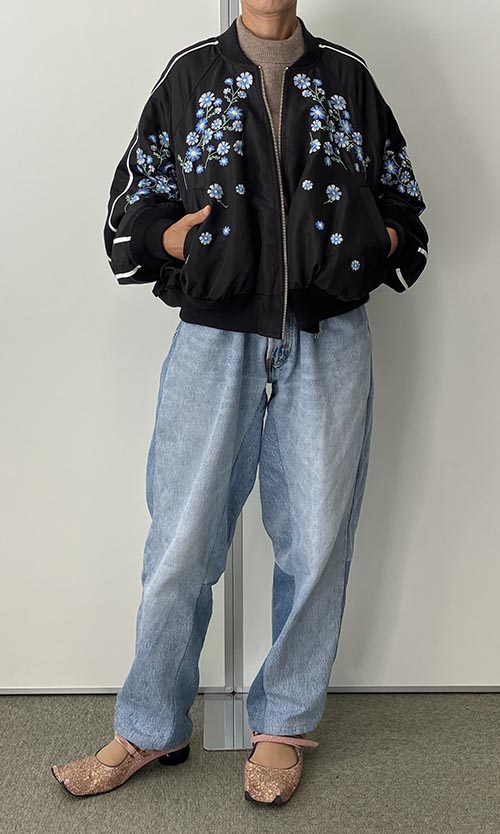 FURFUR｜フラワー刺繍スカジャン