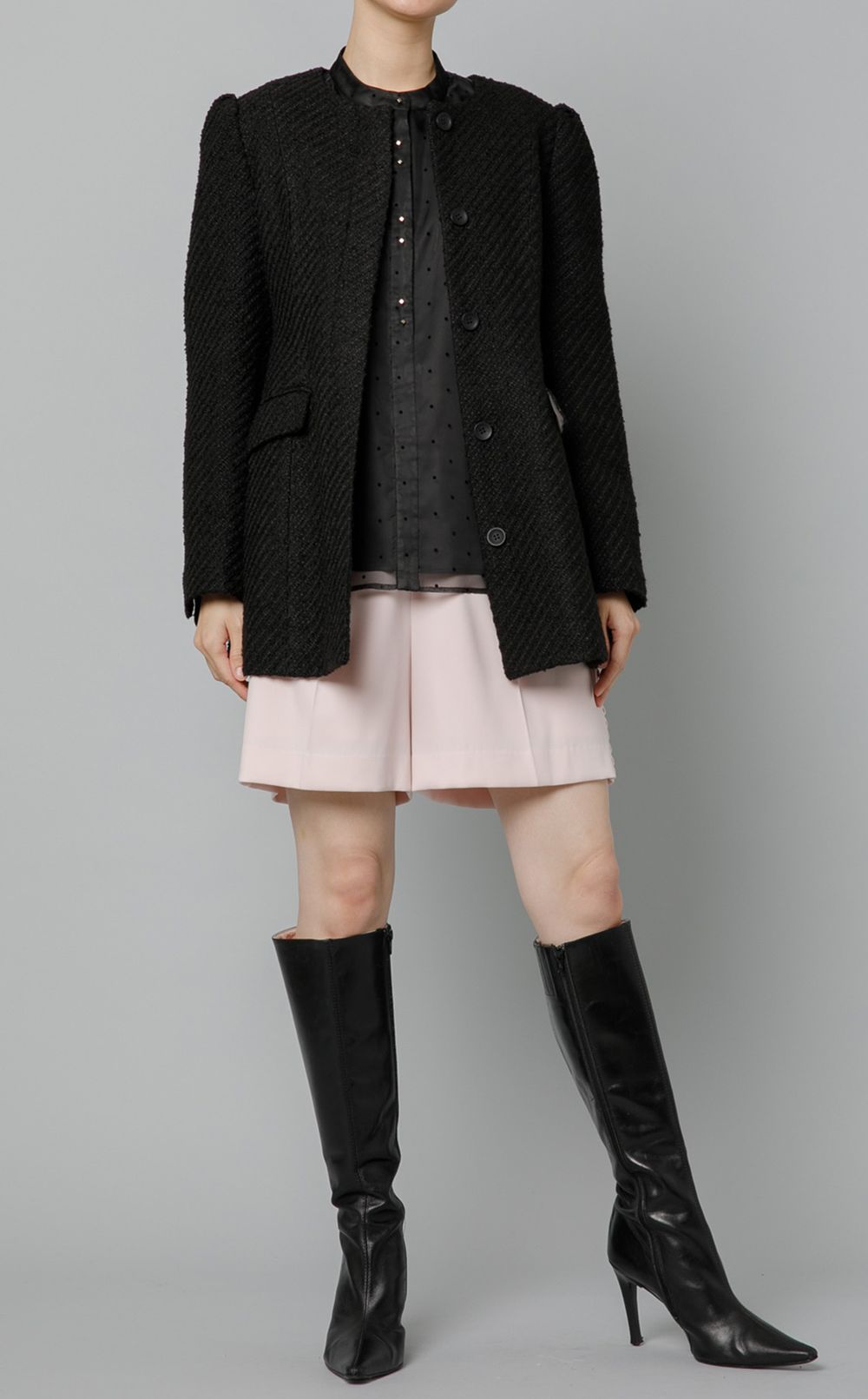 CELFORD｜ニットコンビオーガンジーブラウス