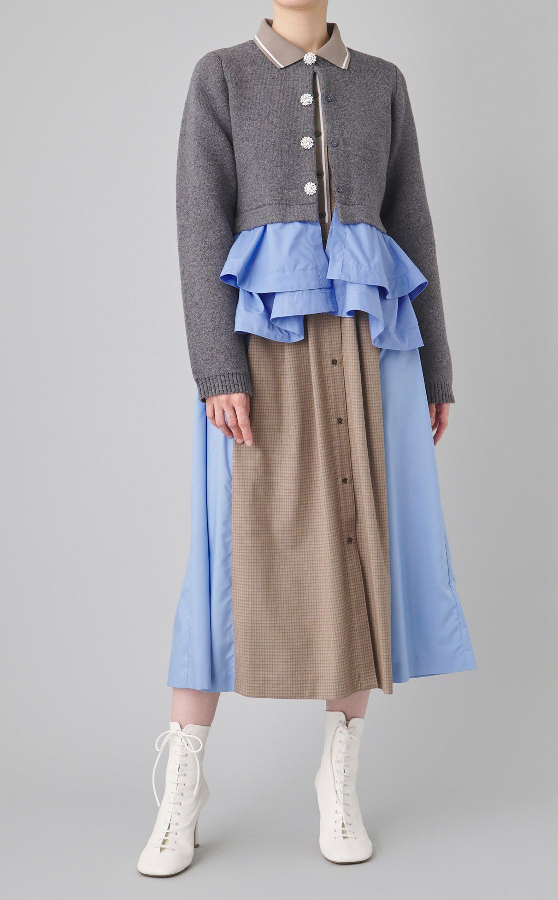 FURFUR｜リブコンビシャツワンピース