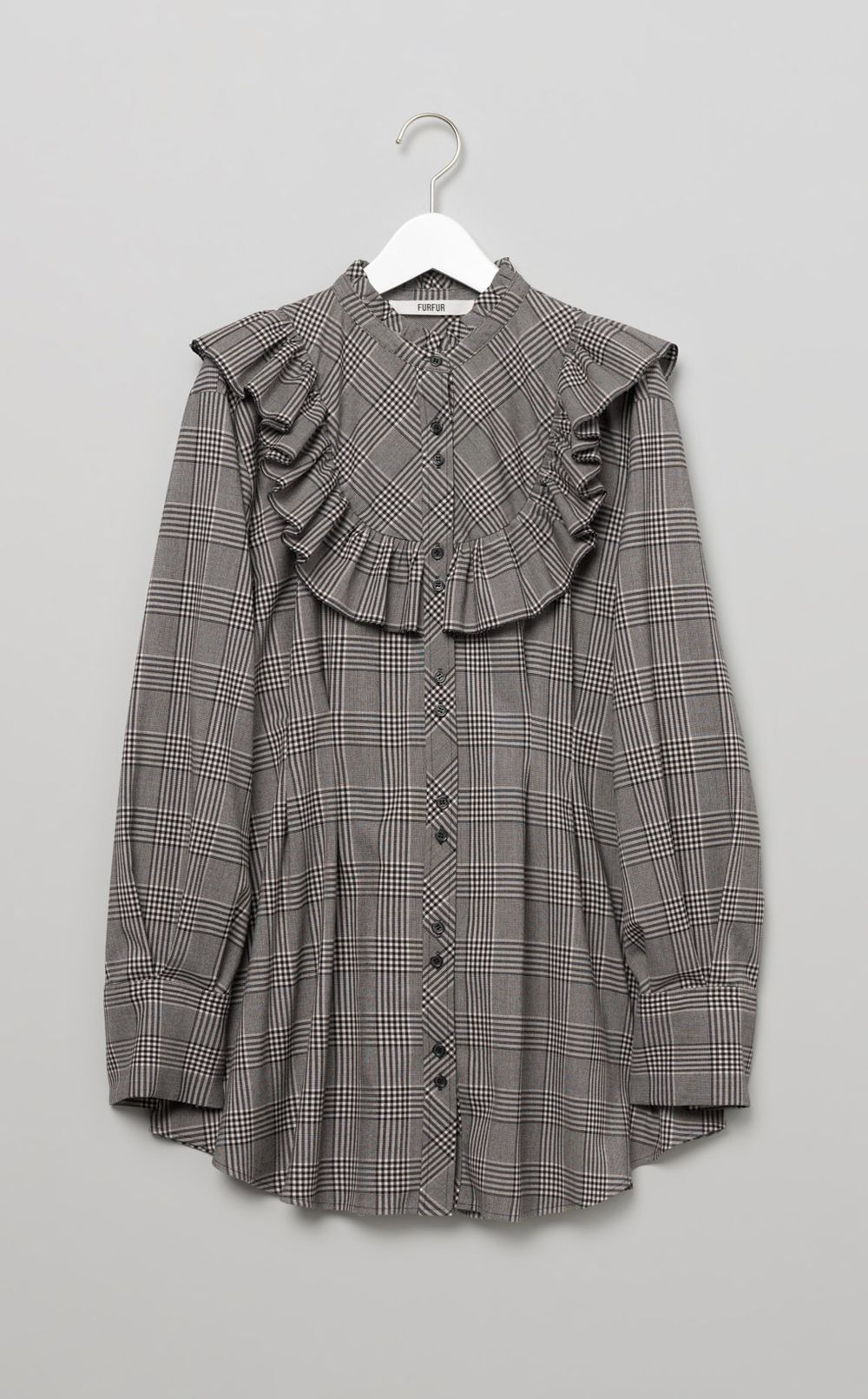 FURFUR｜フリルヨークチェックブラウス
