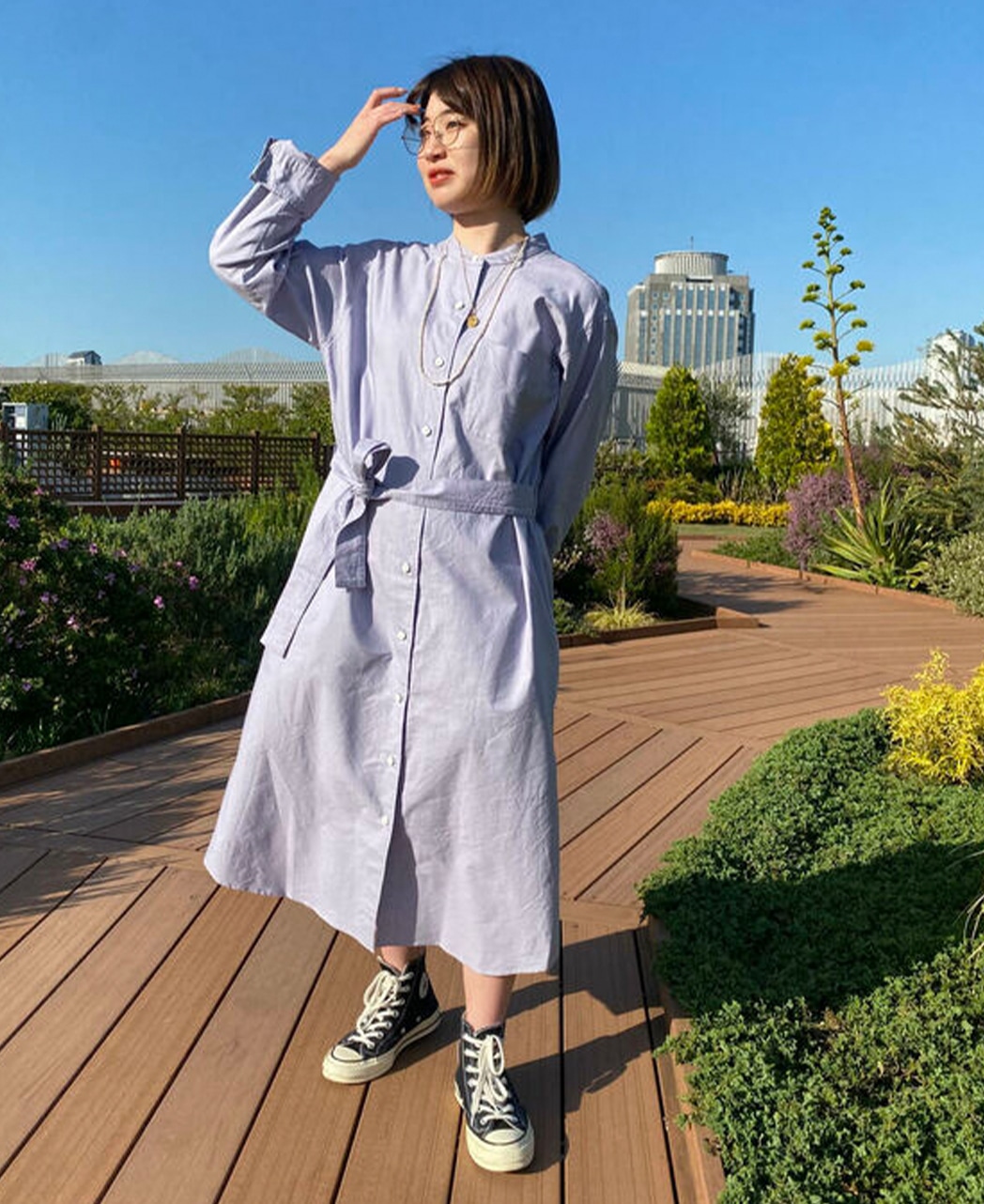 シャツワンピース(Freeサイズ パープル系): レディース｜メーカーズ