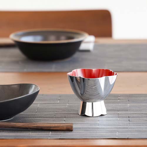 東京銀器 森銀器製作所 純銀 玉盃 うめいちりん 伝統工芸品 金属製