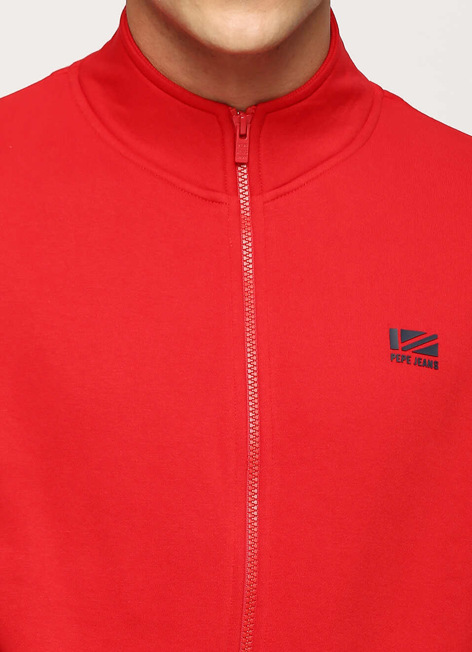 Solid Red Zip Thru Sweatshirt | Pepe Jeans India