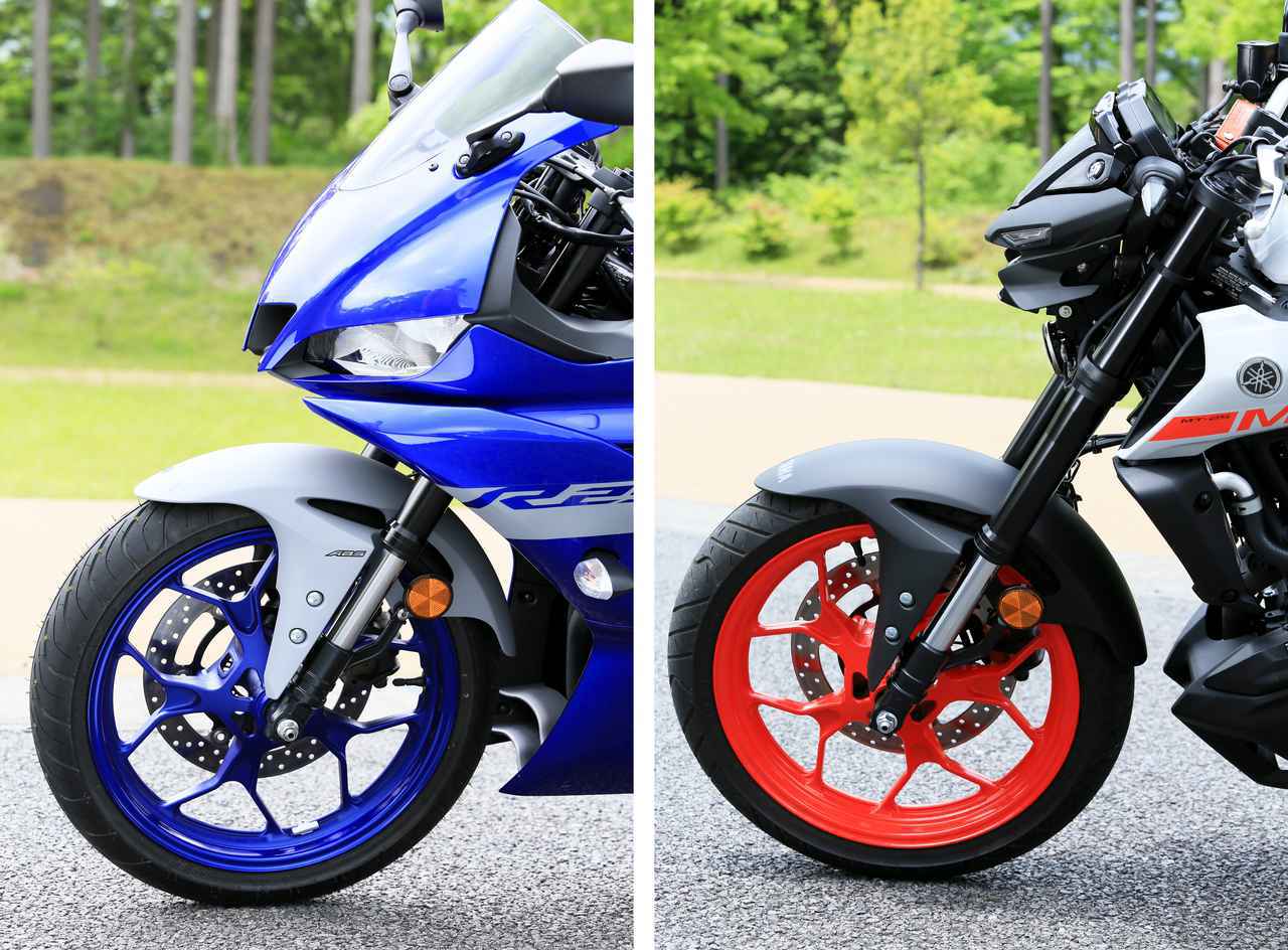 ヤマハ「YZF-R25」と「MT-25」はどこが同じでどこが別物？ 各部装備を