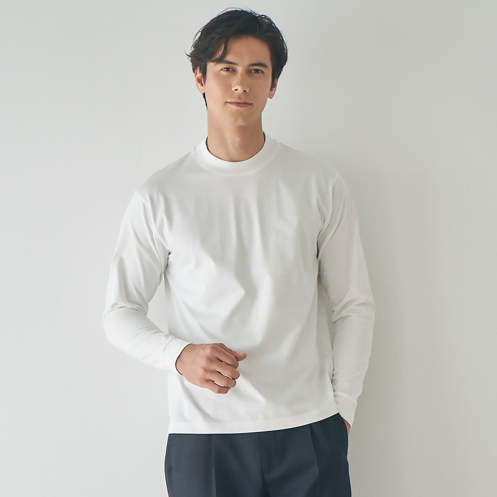 再入荷】Mellow T-シャツ 変形モックネック ALBINIコットン 長袖