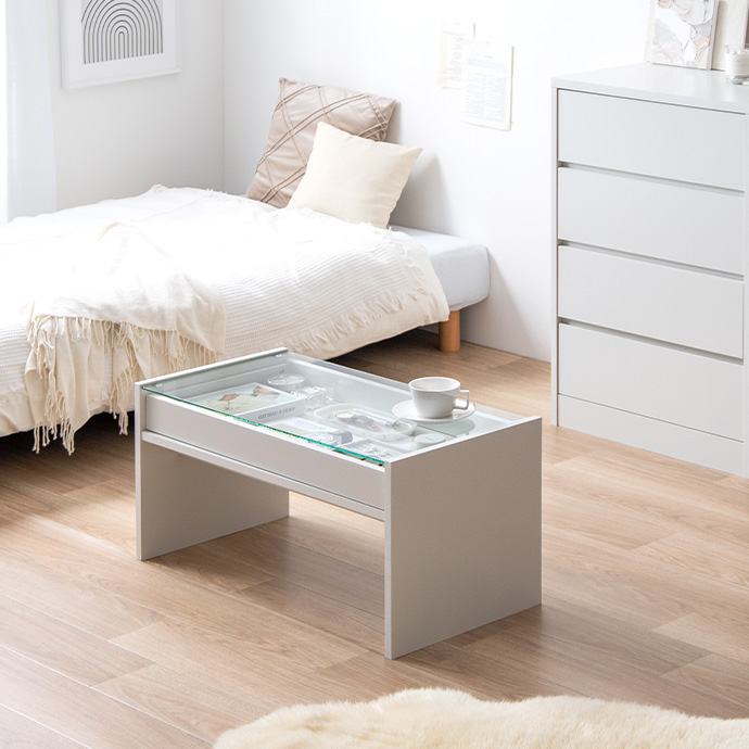 g153017]【幅75cm】Lana ガラス天板センターテーブル ガラステーブル