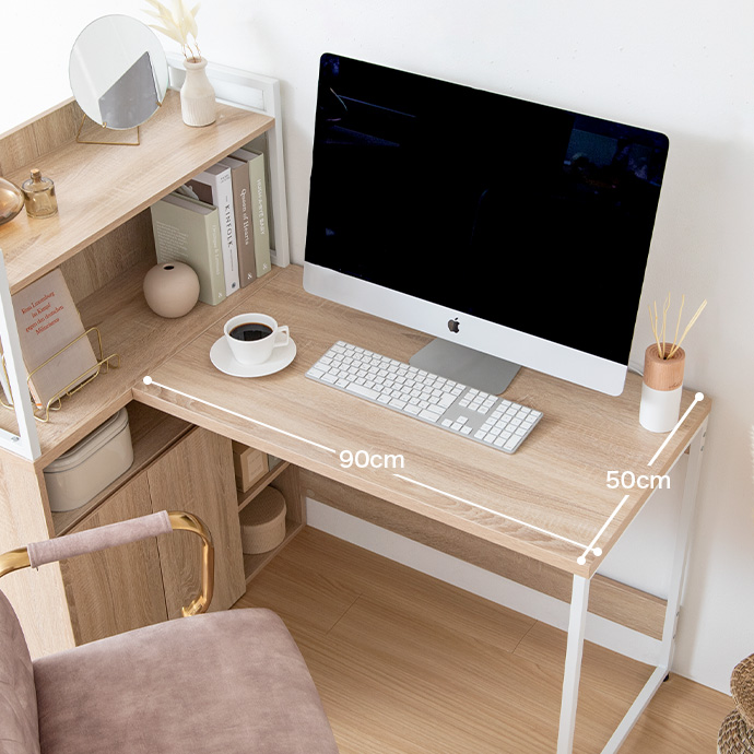 g159009]【幅120cm】Fine L字収納・棚付きデスク パソコンデスク