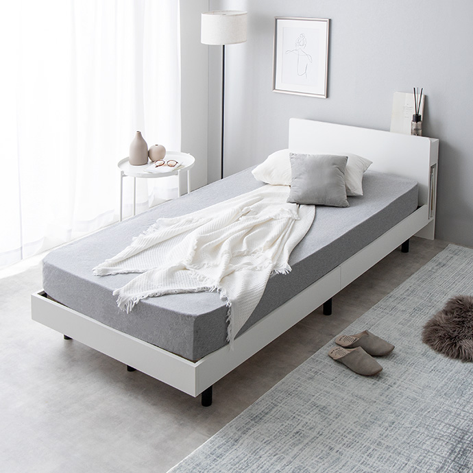 g134058]【シングル】Isla コンセント・宮付きすのこベッド(マットレス