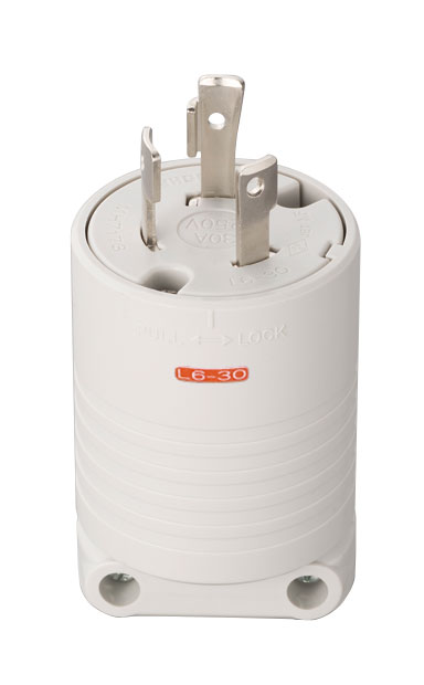 MH7173W: 接地2P 30A 引掛プラグ 30A 250V (白) (L6-30P 準拠)｜GOYOU