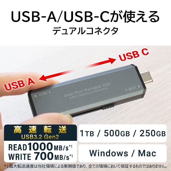 SSD 外付け 1TB 高速 SSD 外付け type-C type-A 両対応 USB3.2 Gen2