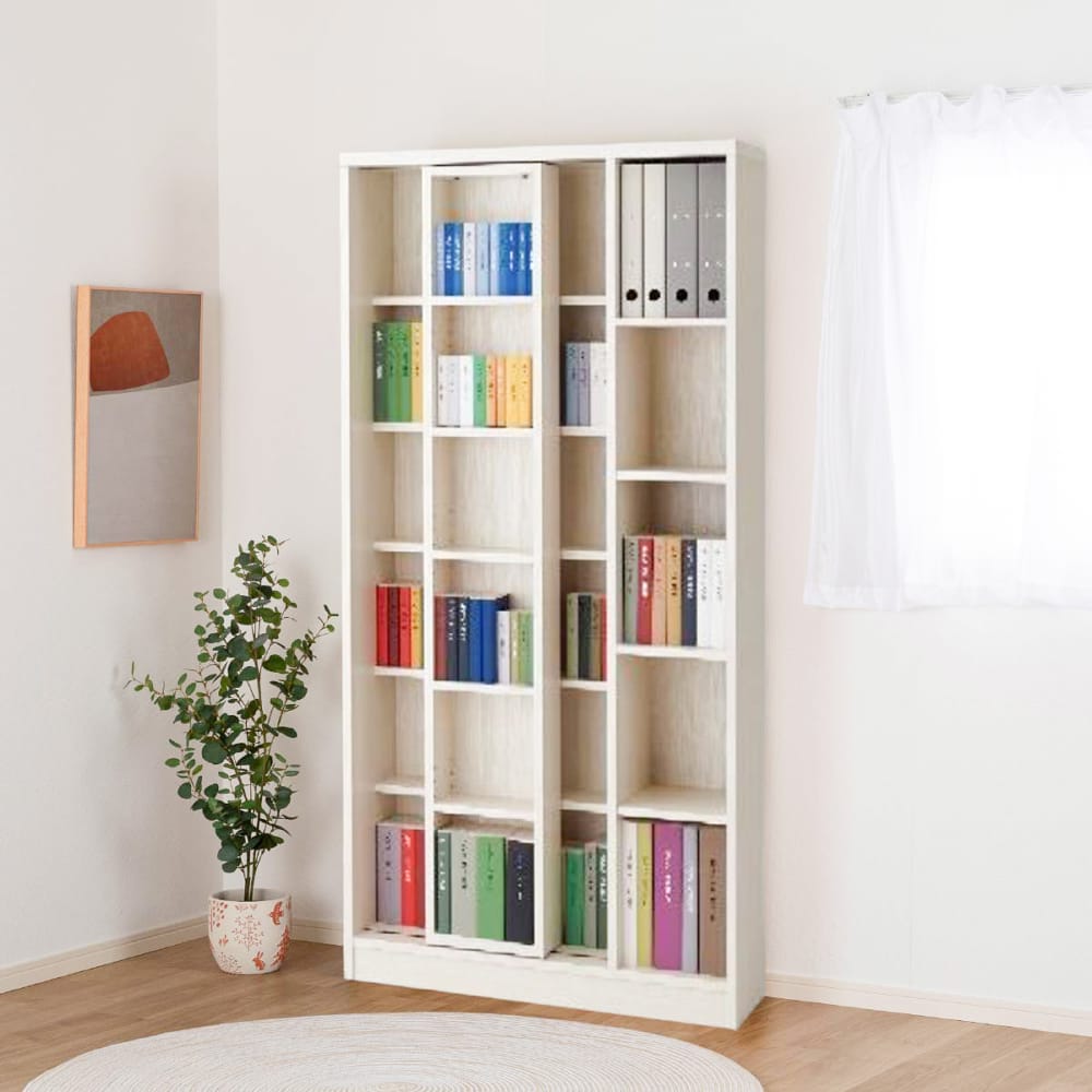 ☆本棚 スライド エース シングルスライド 白木目(書棚 白木目): 本棚