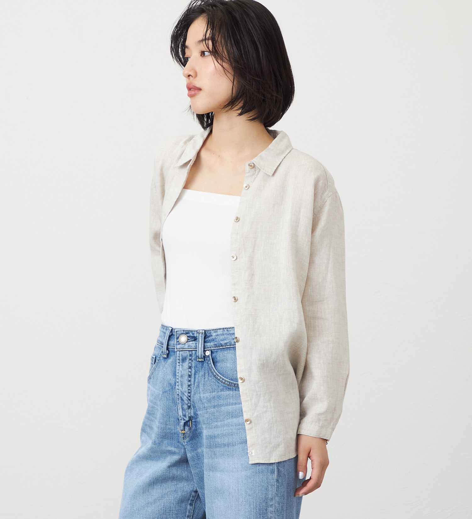 SOMETHING ロングスリーブリネンシャツ|SOMETHING|サムシング