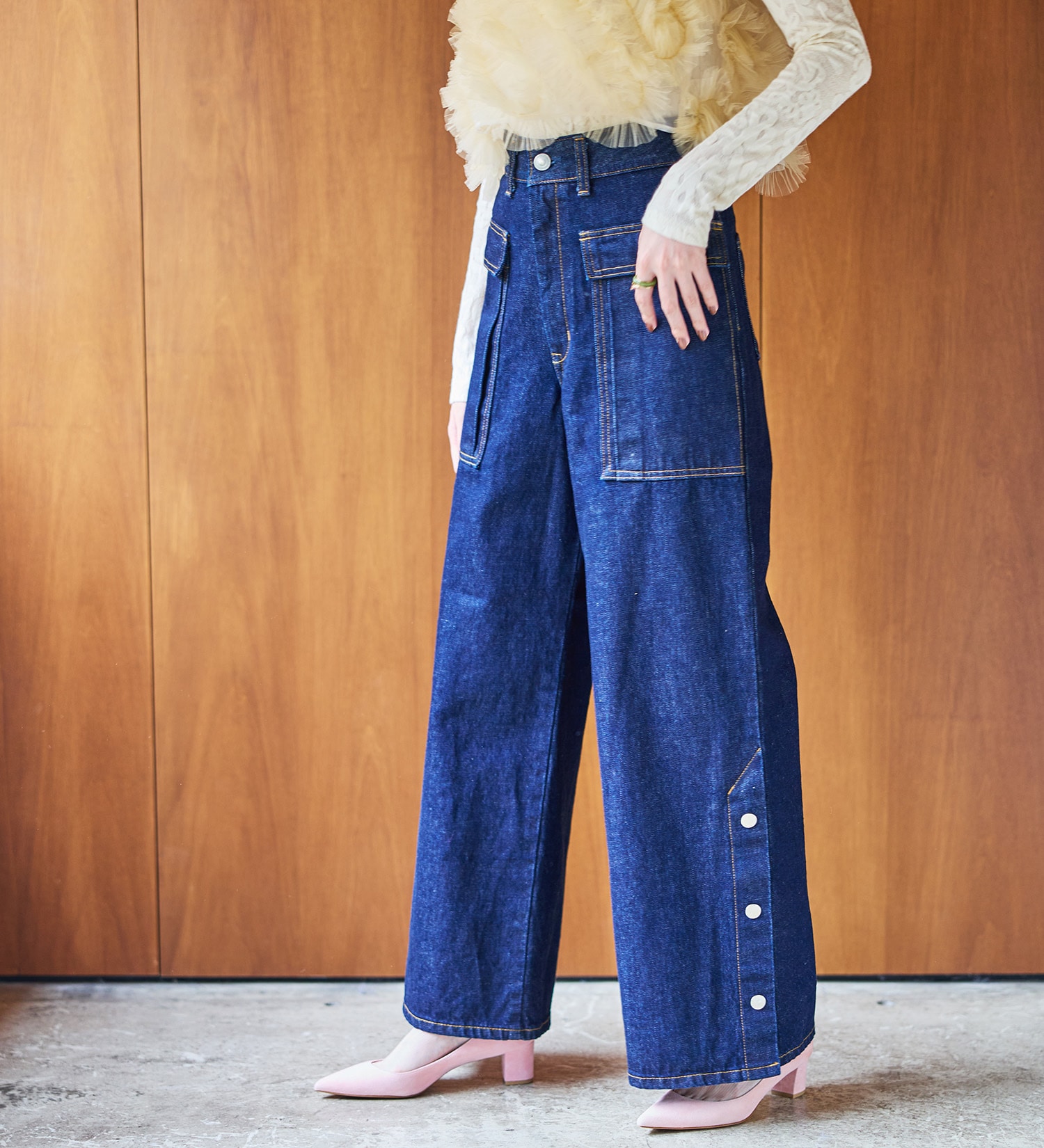 FINAL SALE】atelier SOMETHING BIG POCKET SLIT WIDE/ビッグポケット